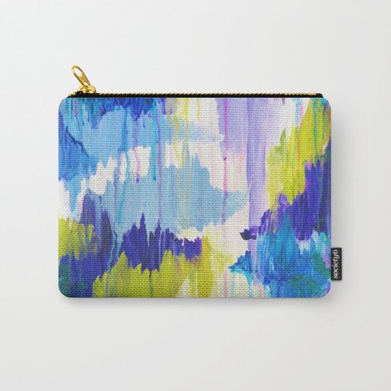 WINTER DREAMING - Jewel Tone Colorful Eggplant Plum Periwinkle Purple Chevron Ikat Abstract Painting Carry-All Pouch