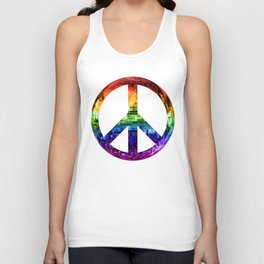 1970s Rainbow Disco Peace Sign Unisex Tank Top