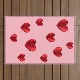 Hearty hearts pink heart Outdoor Rug