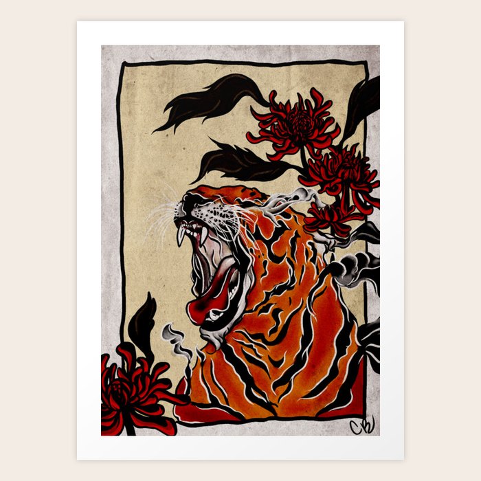 Tiger Ukiyo-e style Art Print by Solaris Studio | Society6