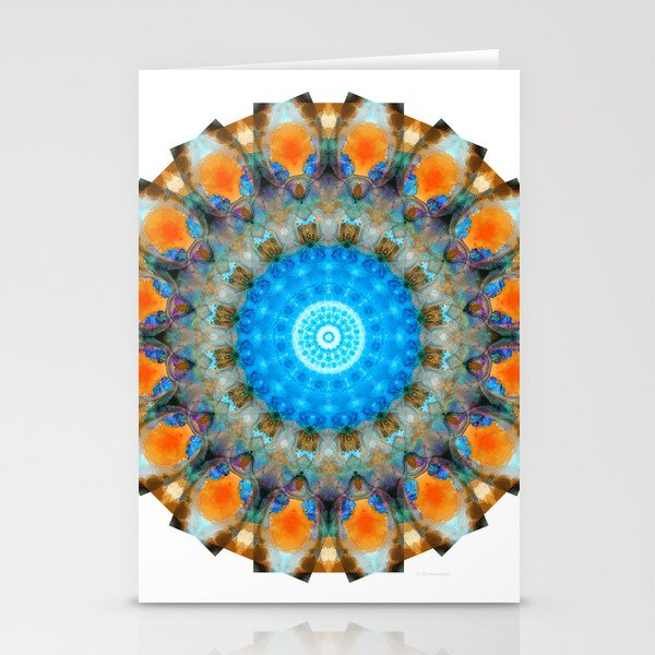 Colorful Blue Aura - Vibrant Mandala Art Stationery Cards