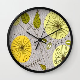 Mid-Century Modern Floral Wall Clock