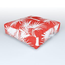 70’s Palm Springs Trees White on Red Outdoor Floor Cushion