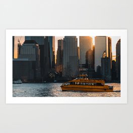 buildings city boat water new york Art Print