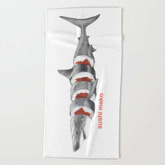 Sushi Mako Beach Towel