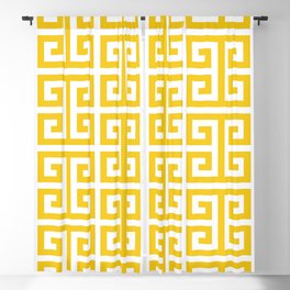 Large Gold and White Greek Key Pattern Blackout Curtain