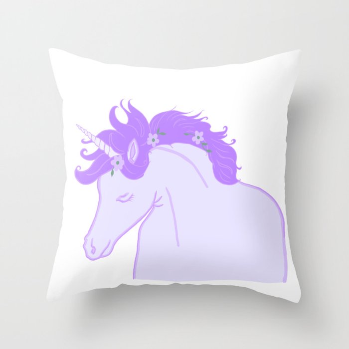 Purple Unicorn Throw Pillow