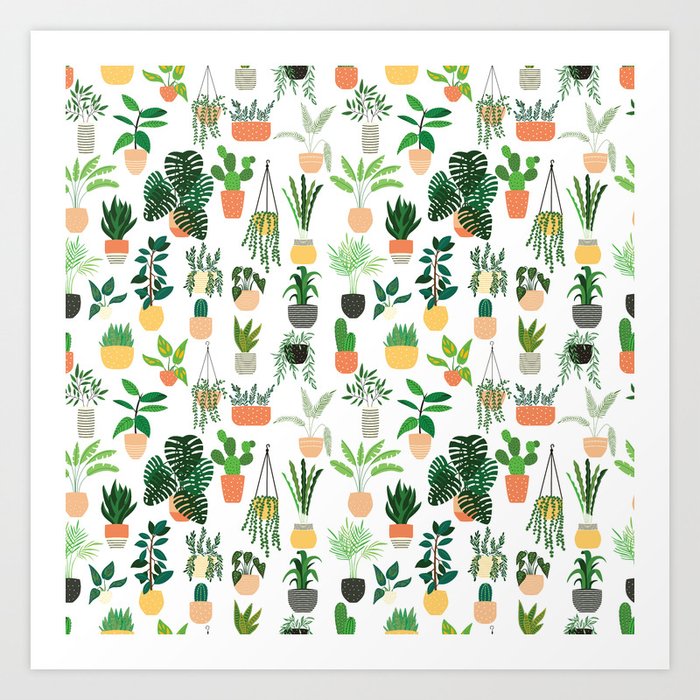 Houseplants pattern 1 Art Print