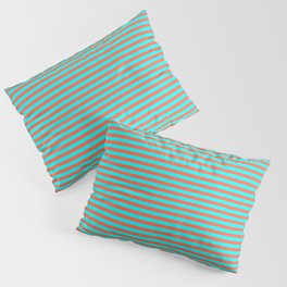 [ Thumbnail: Red and Cyan Colored Stripes/Lines Pattern Pillow Sham ]