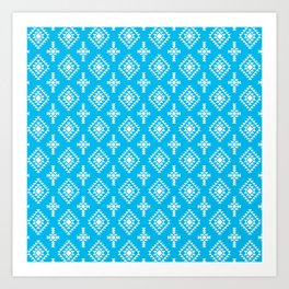 Turquoise and White Native American Tribal Pattern Art Print