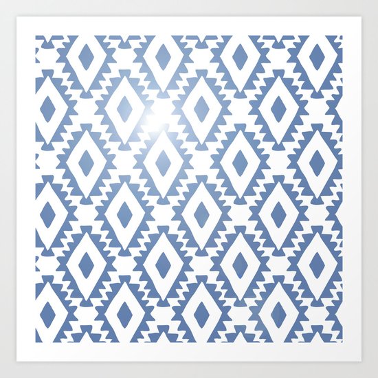 Aztec geometrics - chambray Art Print