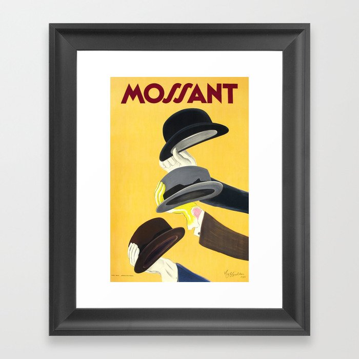 Vintage French Advertising Poster - Mossant Hats Framed Art Print