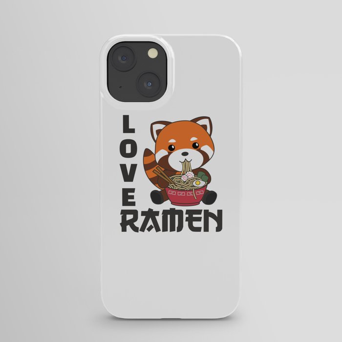 Powered By Ramen Cute Red Panda Eats Ramen Noodles iPhone Case