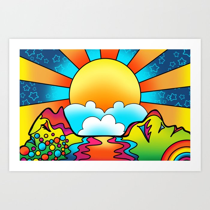 sunset - peter max inspired Art Print