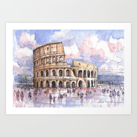 Il Colosseo, Roma (Color Version) Art Print