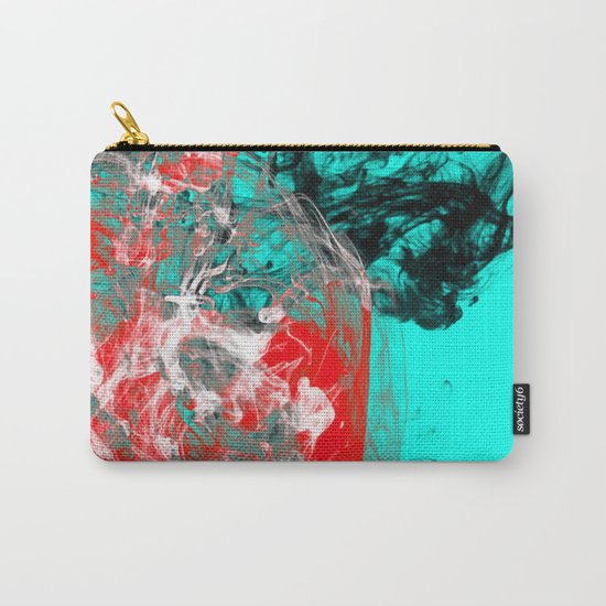 Marbled Collision - Abstract, red, blue, black and white mixed paint artwork Carry-All Pouch