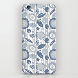 Modern Abstract Flowers in Farmhouse Denim Blue and Gray iPhone Skin