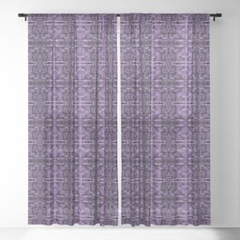 Liquid Light Series 47 ~ Purple Abstract Fractal Pattern Sheer Curtain