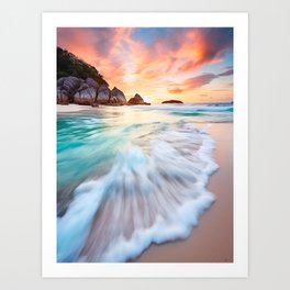 Sunset in the beach Art Print