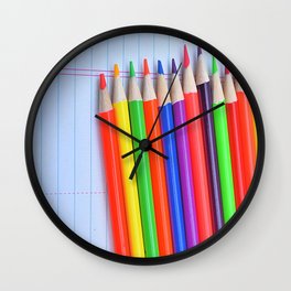 Neon Pencils Wall Clock
