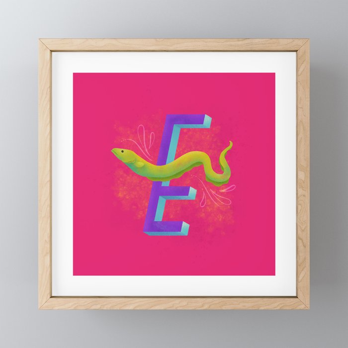 Aquatic Alphabet: Eel Framed Mini Art Print