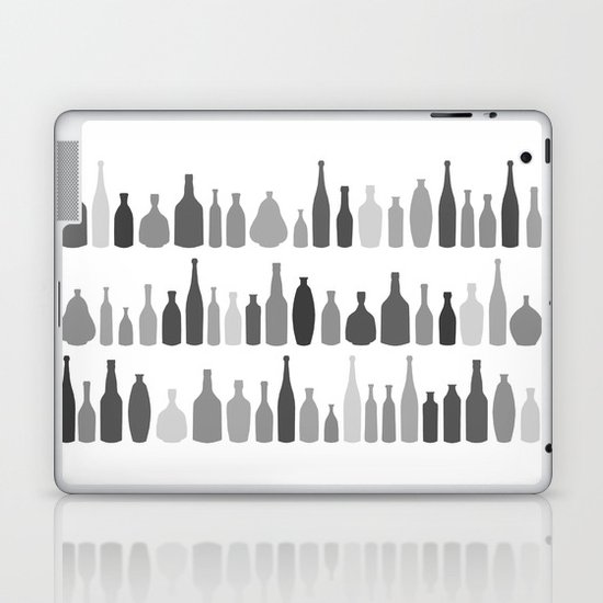 Bottles Black and White on White Laptop & iPad Skin