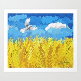 Ukraine Flag Landscape Art Print