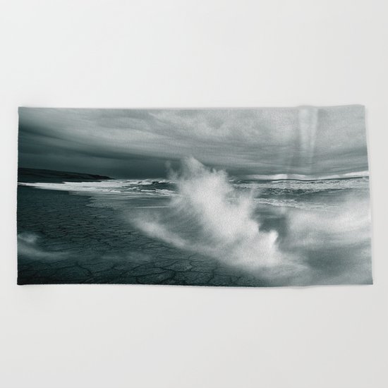 sea waves water Beach Towel