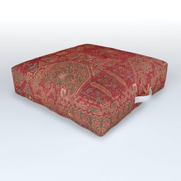 Bohemian Medallion II // 15th Century Old Distressed Red Green Colorful Ornate Accent Rug Pattern Outdoor Floor Cushion