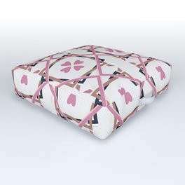 White Hearts and Diamonds Valentines Seamless Pattern Outdoor Floor Cushion