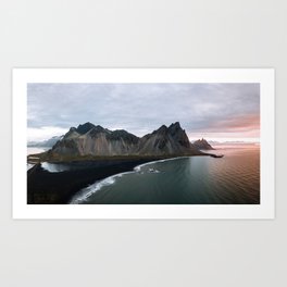 Iceland Mountain Beach Sunrise - Landscape Photography Art Print
