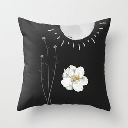 Sun and Flowers minimal, lines, modern, old Throw Pillow
