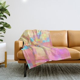 graphic design geometric pixel square pattern abstract in pink yellow blue Throw Blanket