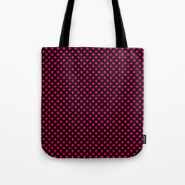 Small Hot Neon Pink Crosses on Black Tote Bag