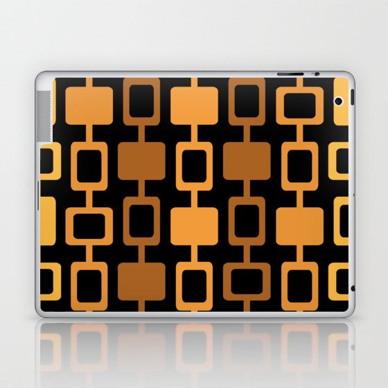 Mid Century Modern Square Columns Black Orange Laptop & iPad Skin