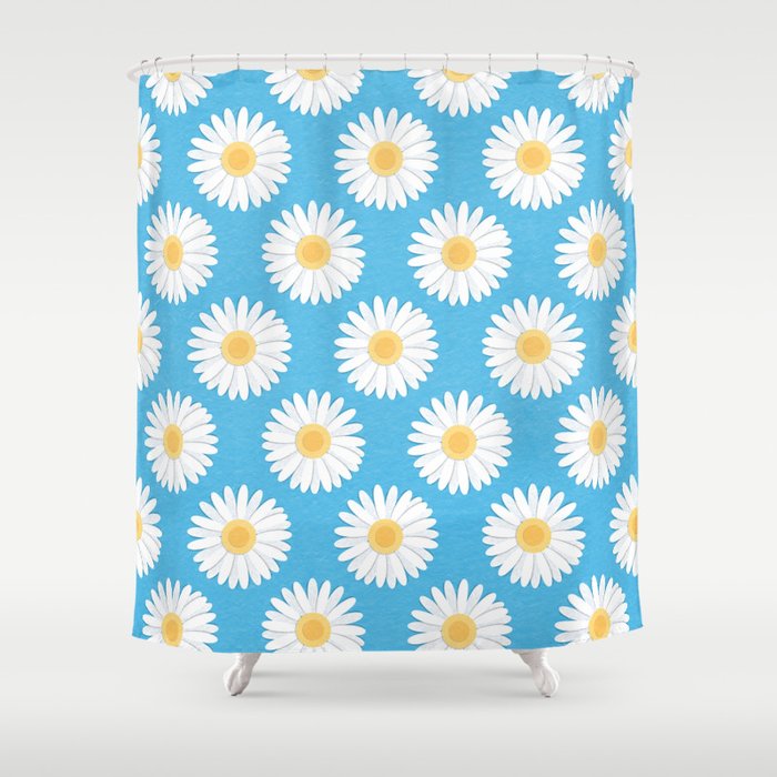 Spring Daisies_Blue Sky Shower Curtain