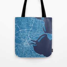 Dublin Map | Ireland | Blue & Blue Colors | More Colors, Review the Collections Art Print Tote Bag