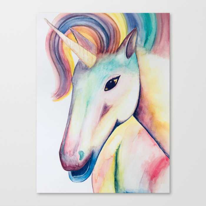 Download Rainbow Unicorn Watercolour Canvas Print By Artbycromer Society6