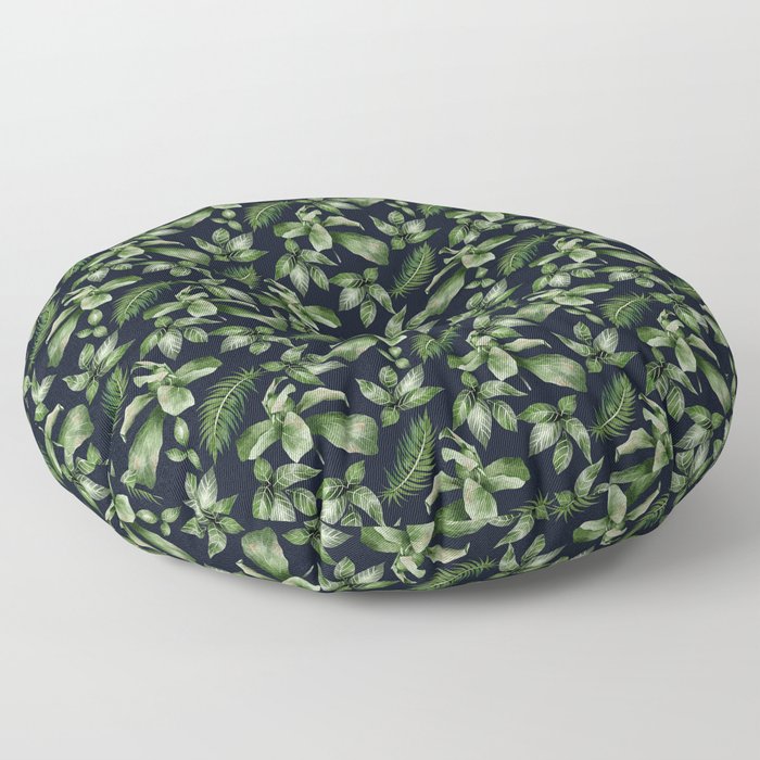 Tropical Rain Forest Leaves Pattern Floor Pillow