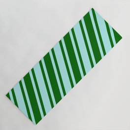 [ Thumbnail: Dark Green & Turquoise Colored Lined Pattern Yoga Mat ]