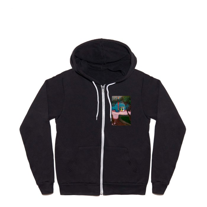 Best Friends Dancing at Sunset during Summer at the Beach landscape by Edward Munch Full Zip Hoodie