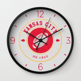 Kansas City football vintage logo white Wall Clock | Arrowhead, Retro, Vintage, Patrickmahomes, Football, Chiefs, Footballchampions, Kansas, Tyreekhill, Mahomes 