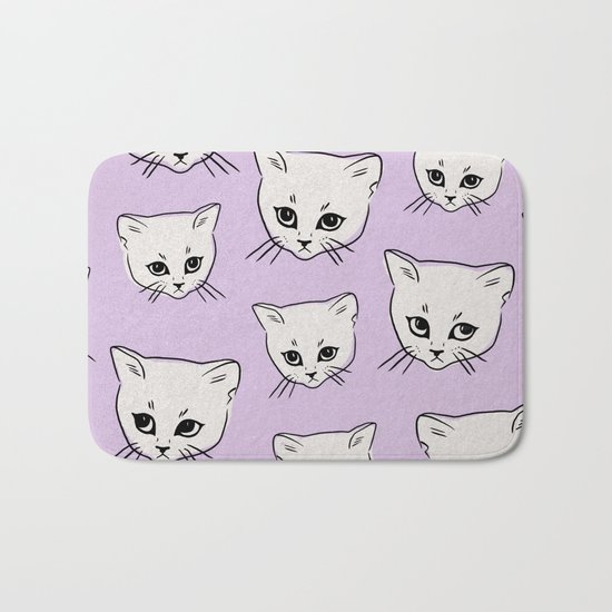Cat Pattern x Purple Bath Mat