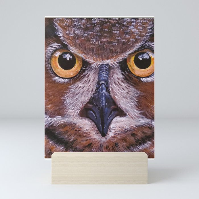 Great Horned Owl Face Bird Animal Print Mini Art Print