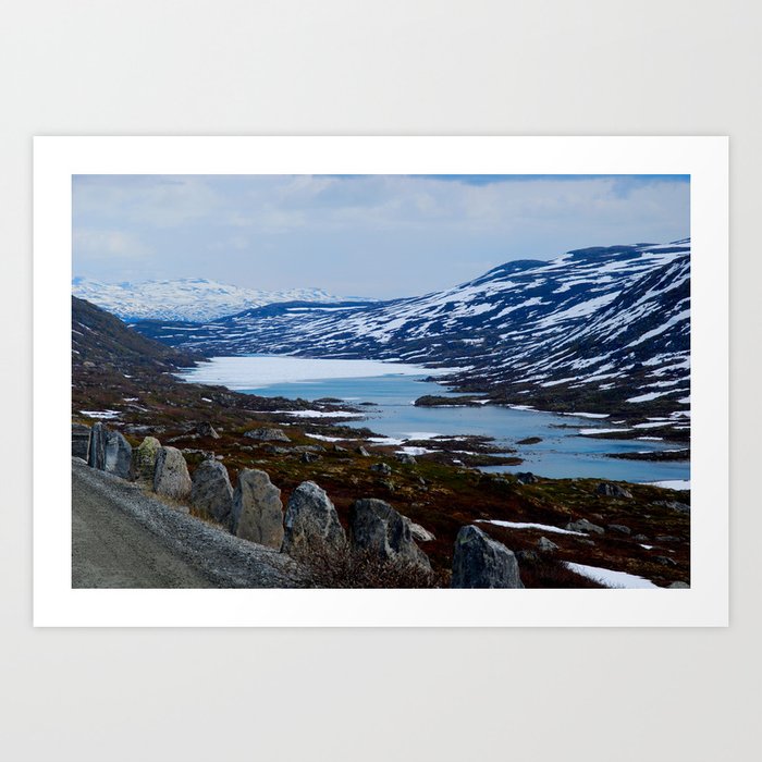 Snowy Mountains in Norway Art Print