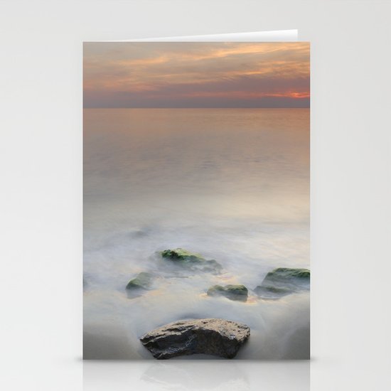 Calm red sunset at the beach Stationery Cards