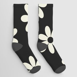 Mid Century Abstract Minimal Floral Pattern- Black and White Socks