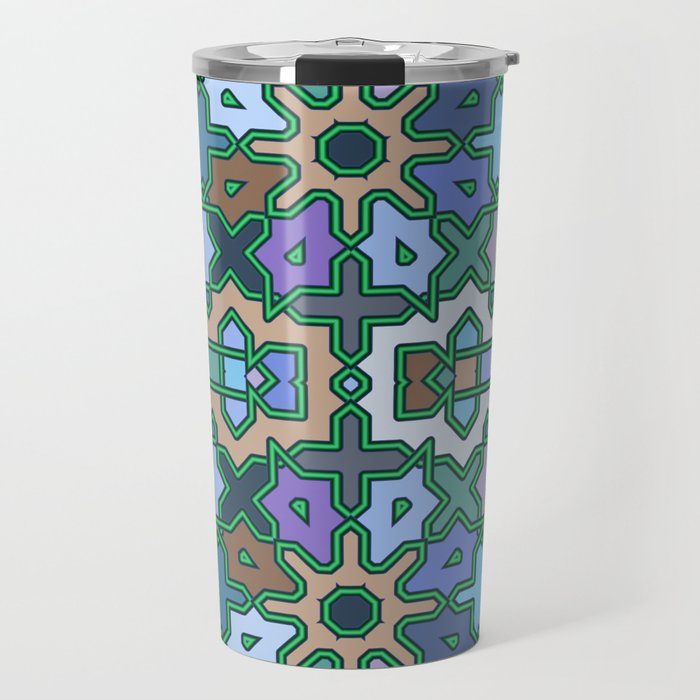 Multicoloured Tribal Arabic Patterns Ii Abstract Geometric Art Travel Mug