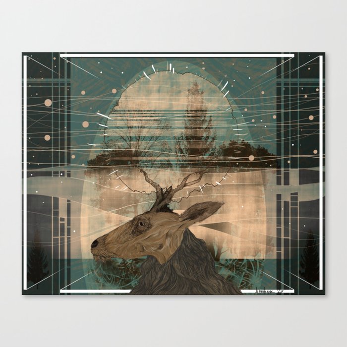 The Deer and the House Canvas Print