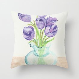Purple Tulips Throw Pillow